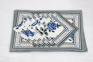 Luxury Hand Block Printed Canvas Cotton Fabric Place Mats Table Setting Decoration Custom Mat Set for Wedding - Product Image 2