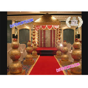 Pot de mariage indien traditionnel moderne pilier Mandap Set pour mariage hindou Mandaps de style contemporain - Product Image 1