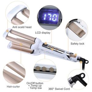Gốm tóc crimper với <span class=keywords><strong>3</strong></span> Thùng ngay lập tức Curler tóc Waver Uốn Tóc bồng sắt LCD hiển thị uốn sắt - Product Image 3