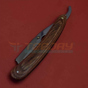 Straight Edge Barber <b>Razor</b> with Wooden Handle Stainless Steel Folding <b>Razor</b> with 10 Free <b>Single</b> <b>Blades</b> - Product Image 3