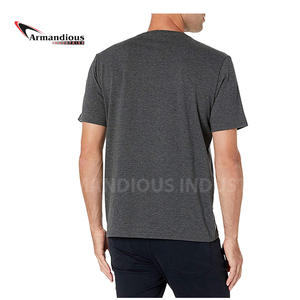 Último diseño de camisetas de los hombres de color sólido liso de los hombres camisetas de algodón suave camisetas de la tripulación, fitness - Product Image 2