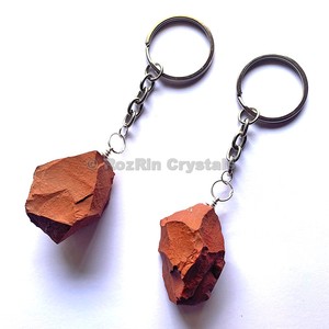 Porte-clés jaspe rouge naturel brut, en cristal Unique - Product Image 1