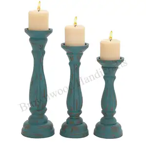 mango wood candle holder round shaped candle stand wedding wooden cylinder candle pillars wood log tea lights in wholesale