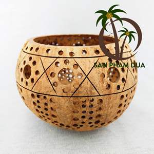 HAUTE QUALITÉ DÉCORATION ÉCOLOGIQUE NATUREL de NOIX de COCO/LAMPE DÉCORATIVE AVEC DIVERS MOTIFS DU VIETNAM - Product Image 5