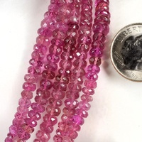 Cuentas de Turmalina Rosa Natural de 3mm 4mm, Facetadas, Redondas, para Collar, por Fabricante Mayorista, Proveedor de Piedras con Experiencia