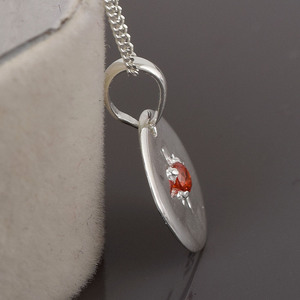 Breloque ronde en pierre de cornaline pur argent Sterling 925 pendentif chaîne collier bijoux fins vente en gros fabricant fournisseur - Product Image 3