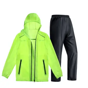 High quality visible breathable rain jacket with pants Durable Rain Suit For Men And Women