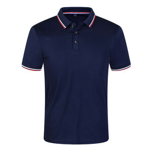 Chemise en piqué bleu uni T-shirt polo bleu solide fitness bleu professionnel Polo à manches courtes pour hommes Chemise respirante - Product Image 2