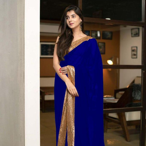 Tissu en soie douce avec impression numérique, miroir de travail, conception de fleurs, sarouel de styliste, bollyden, couleur maroon avec blouse indienne - Product Image 1