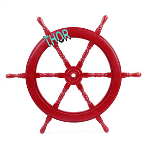 ล้อเรือไม้ทะเล24นิ้วไม้ขัดเงาสีแดงสำหรับตกแต่งและของสะสม - Product Image 4