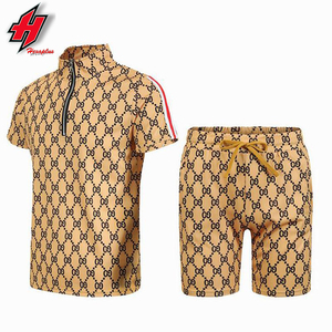 Conjunto de pantalones cortos personalizados para hombre, conjunto de dos piezas con estampado OEM/ODM, algodón suave orgánico, Top de verano - Product Image 2