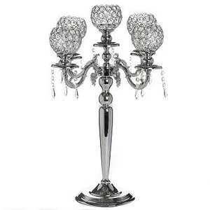 Porte-bougie en aluminium de mariage populaire en argent Design en métal de Noël pour bougie en métal de pièce maîtresse de mariage - Product Image 1