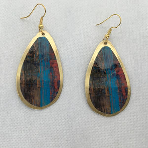 แฟนซีหญิงสวมทองเหลืองสีทองด้วยสติกเกอร์พิมพ์ออกแบบชุดต่างหู - Product Image 6