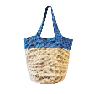 Sac fourre-tout ouvert en raphia noir avec doublure en coton Style bohème - Product Image 1