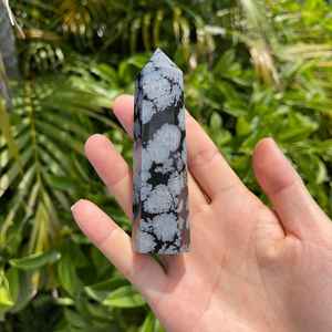 Tour de flocon de neige obsidienne naturelle, 1 pièce, flocons de neige, tour en cristal de guérison, en AGATE élégante - Product Image 3