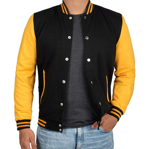 Veste de baseball Varsity personnalisée OEM pour homme, bleu et blanc, corps en laine, manches en cuir, style Letterman pour lycée - Product Image 6