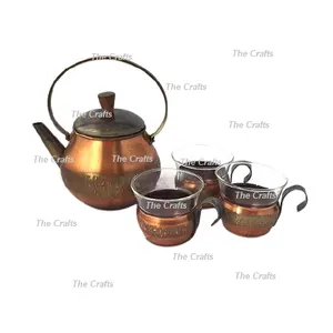 Superior Quality Iron Cooper Color Tea Coffee Kettle For Kitchen And Tabletop Decorative Serving Tea Pot