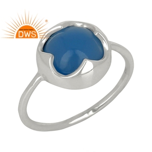 Round Blue Chalcedony Gemstone Handmade <b>Ring</b> <b>Silver</b> Fashion unisex <b>Ring</b> Manufacturer <b>925</b> <b>silver</b> <b>Ring</b> Jewelry - Product Image 1