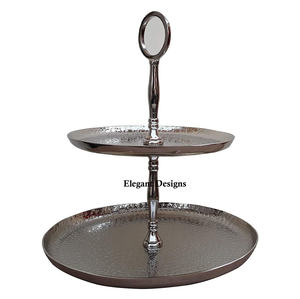 Soporte de Metal blanco de dos niveles para pastel, decoración de boda hecha a mano, elegante, clásico, de diseño, venta al por mayor - Product Image 3