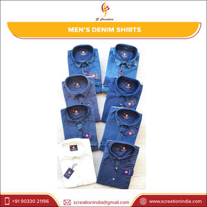 Customized Durable High Quality <b>Denim</b> <b>Fabric</b> Full Sleeve Men's <b>Denim</b> Shirts Casual Plain Washed Shirts for Wholesale Price - Product Image 5