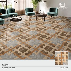 กระเบื้องพอร์ซเลนผิวขัดเงาขนาด 600x600 มม. ดูดซับน้ำต่ำ สีน้ำตาล 53 องศา แบบวางสองชั้น - Product Image 4