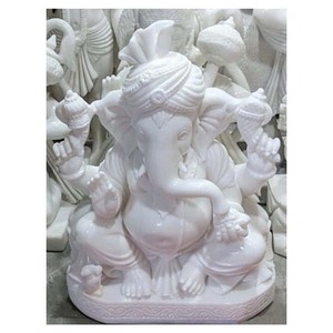 White Makrana Stone Ganpati Moorti - Product Image 1