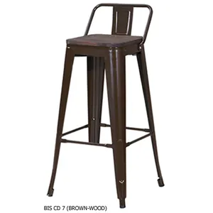 Solid Iron Metal Base Modern Multipurpose BIS CD 7 Brown with Wood Seat Panel High Back Bar Stool Cost Saving Chair