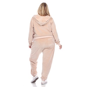 Chándal de terciopelo con cremallera frontal para mujer, conjunto de 2 piezas, chándales de terciopelo con cremallera frontal, Sudadera con capucha y pantalones de bolsillo - Product Image 3