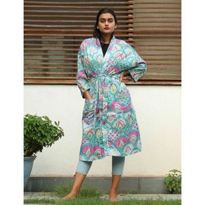 Femmes indiennes à manches longues Boho coton Blouse Vintage automne Kimono Robes décontracté été vêtements de nuit hauts vêtements - Product Image 1