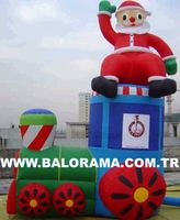 Ballons de jardin gonflables en PVC Balorama, train du Père Noël, décoration de Noël en plein air, garantie de 2 ans, taille 4m, couleurs au choix