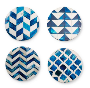 Assorted Pattern Bone Inlay <b>Table</b> <b>Coaster</b> Set - Product Image 3