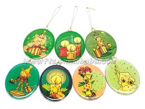 Vente en gros à bon prix Pendentif série ronde en acier délicat 50*56mm imprimé avec motifs Ornement de Noël pour cadeau de Noël - Product Image 2