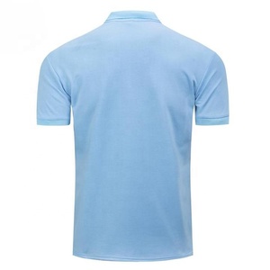 เสื้อโปโลผู้ชายขายส่ง สีฟ้าอ่อน ผ้าฝ้าย แขนสั้น สีพื้น เรียบง่าย สั่งทำโลโก้ได้ คุณภาพสูง จำนวนมาก - Product Image 3