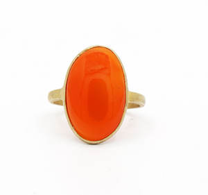 แหวนชุบทองสเตอริงแข็ง925อัญมณีคาร์เนเลี่ยนธรรมชาติพลอยรูปไข่สำหรับงานแต่งงานหรือปาร์ตี้ของขวัญ - Product Image 1