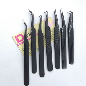 Pinzas de pestañas de plasma negro en forma de L de acero inoxidable de alta calidad Pinzas de pestañas de volumen ruso Tipo de bota - Product Image 4
