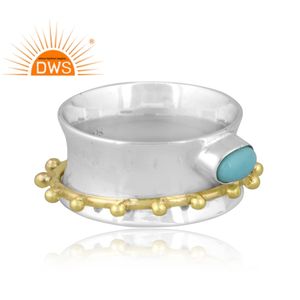 Anillo de banda de piedras preciosas turquesas de Arizona Natural de Plata de Ley 925, joyería para mujer, regalo para ella - Product Image 3