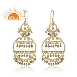 Boucles d'oreilles en pierre gemmes Labradorite, boucles d'oreilles pendantes, plaqué or 925 et argent, modèle de styliste, vente en gros - Product Image 3