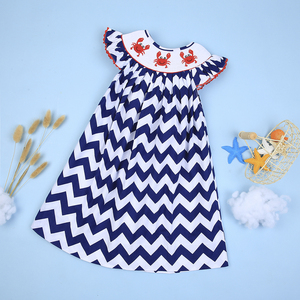 Khá dài mùa hè trẻ em smocked Dresses cho cô gái với cua mô hình 100% cotton OEM ODM giản dị Dress-BB950 - Product Image 3