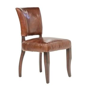 Muebles de salón vintage e industrial Silla de comedor de apostasía de madera maciza y cuero genuino - Product Image 1