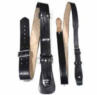 Ceinture Sam Browne en cuir véritable High Cadet avec sangle d'épaule et accessoires en alliage métallique