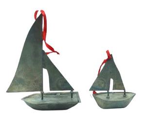 Conjunto de 2 Barco de METAL mesa de Navidad ornamento de la venta caliente de METAL miniatura nave - Product Image 1