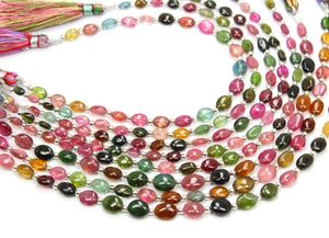 Perles en pierre lisse naturelle de 8 pouces Multi Tourmaline Facettes Ovale Lâche Argent Gemme Motif Goutte Brin - Product Image 5
