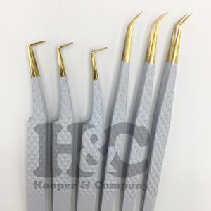 Pince à épiler Logo personnalisé Extension de cils en or Pince à épiler en acier inoxydable Outil personnalisé pour les extensions de volume de cils Pointe inclinée vison - Product Image 5