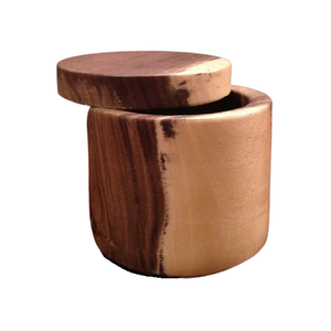 Caja de especias de sal y pimienta de madera de forma redonda de diseño admirable para contenedor de almacenamiento de cocina con tapa - Product Image 4
