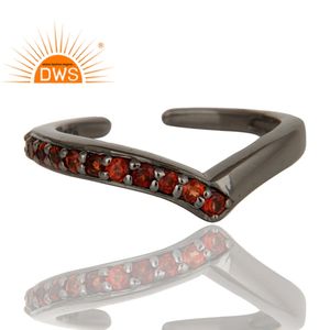 แหวนสำหรับผู้หญิง,แหวนหมั้นเงินแท้ชุบโรเดียมสีดำชุดเครื่องประดับโกเมนสวยขายส่ง - Product Image 3