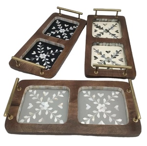 Bandeja de madera rectangular para servir, precio al por mayor de fábrica, incrustaciones de hueso de tamaño personalizado con aspecto tradicional para uso doméstico en hoteles - Product Image 2