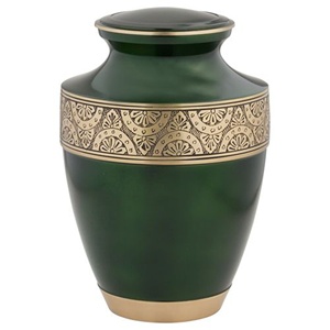 Urne funéraire de conception décorative sculptée à la main bande verte urnes funéraires commémoratives pour les services funéraires disponibles au meilleur prix - Product Image 1