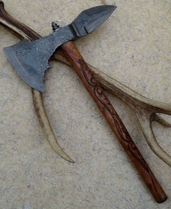 Multifunctional Damascus Steel Axe with Stainless Steel Head Hand <b>Engraved</b> Wooden Handle Industrial Camping DIY Cutting <b>Tool</b> - Product Image 1