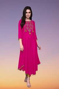 Robe de soirée de marque en coton et soie pour filles Sana soie lourde brodée de pierre pour le travail Kurti indien et pakistanais saisonniers avec vêtement - Product Image 6