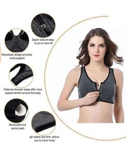 2021 Women Polyester Sport Fashion Workout Breathable Push Up Hooded Gym Sports Bra - Product Image 6